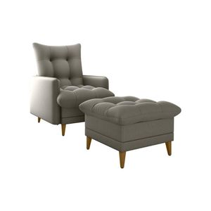 Poltrona De Amamentação Com Puff Montreal Matrix Suede Capuccino