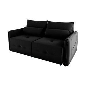 Sofá Cama 2 Lugares Com Almofadas 205cm Celine Matrix Veludo Preto