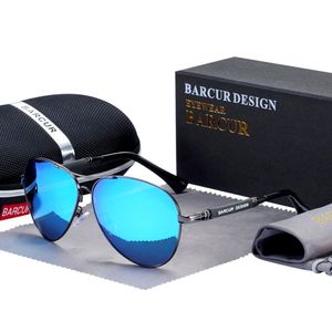 Óculos De Sol Design Titanium Aluminio Estilo Piloto Polarizado Uv400 Azul