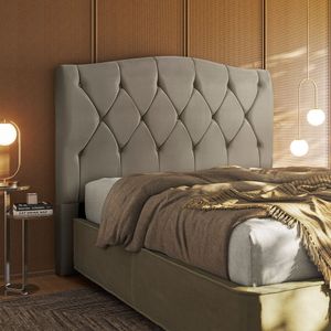 Cabeceira Multifuração Casal - Queen Elegance Veludo - Shop Bege