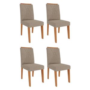 Conjunto 4 Cadeiras Nicole Cinamomo-linho Bege - Cimol Móveis Cinamomo-linho Bege