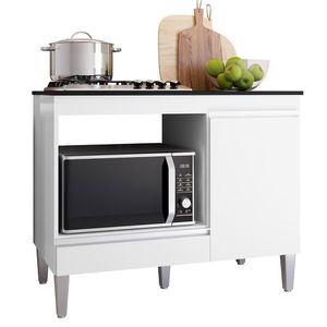 Balcão Cooktop Carla 105cm Com 1 Porta Branco - Ajl Móveis Branco