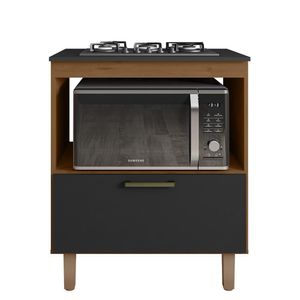 Balcão Cooktop Master 1 Porta Nature-preto - Zanzini Móveis Nature-preto