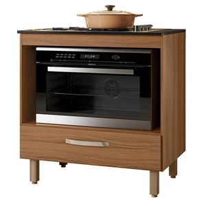 Balcão De Cozinha Fit 80 Ipê Com Tampo Mdp Para Cooktop - Nicioli Ipê