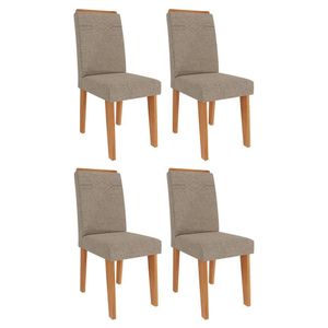 Conjunto 4 Cadeiras Taís Cinamomo-linho Bege - Cimol Móveis Cinamomo-linho Bege
