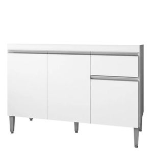 Balcão Pia Tatiane 118cm 3 Portas Branco Sem Tampo - Ajl Móveis Branco