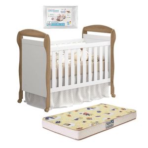 Berço Americano Danny Branco Fosco-mezzo Com Colchão Supreme E Travesseiro Baby - Reller Móveis Branco Fosco-mezzo