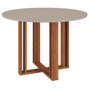 Mesa De Jantar Redonda Flora 109cm Cinamomo-off White Com Tampo Em Mdf - Cimol Móveis Cinamomo-off White