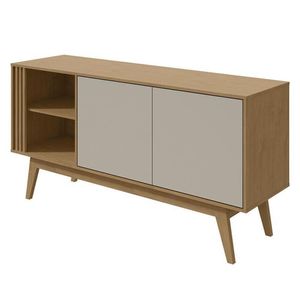 Buffet Aparador 2 Portas Aldo Ripado Amêndoa-off White - Móveis Lopas Amêndoa-off White
