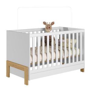 Jogo De Quarto Infantil Fantasia Cômoda E Berço Mini Cama Branco Acetinado - Qmovi Branco Acetinado
