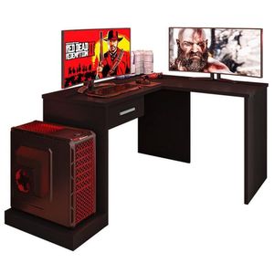Mesa De Canto Para Computador Desk Gamer Drx-9000 Preto Black - Pr Móveis Preto Black