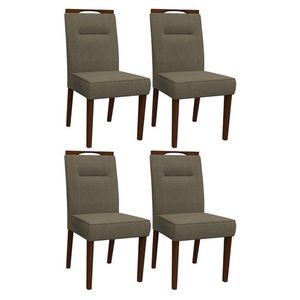 Conjunto 4 Cadeiras Itália Amêndoa-cinza - Pr Móveis Cinza