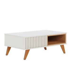 Mesa De Centro Jeri Ripada Off White-freijó - Pr Móveis Off White-freijó