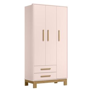 Guarda Roupa Infantil Q Encanto Slim 3 Portas E 2 Gavetas Rosa Acetinado - Qmovi Rosa Acetinado