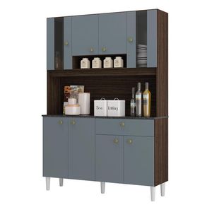 Cozinha Compacta Onix 120cm 8 Portas 1 Gaveta Chocolate-cinza Platinum - Poquema Chocolate-cinza Platinum