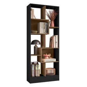 Estante Livreiro Com 8 Nichos Preto Fosco-carvalho - Qmovi Preto Fosco-carvalho