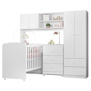 Dormitório Infantil Sophia Conjugado, Cômoda E Berço Branco - Peternella Móveis Branco