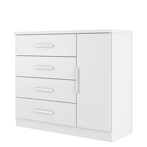 Cômoda Gênova 1 Porta E 4 Gavetas Branco Absoluto - Zanzini Móveis Branco Absoluto