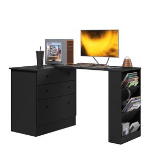Cômoda Com Mesa Giratória Gamer Preto Fosco - Qmovi Preto Fosco