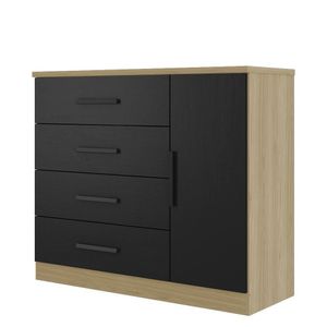 Cômoda Gênova 1 Porta E 4 Gavetas Freijó-preto - Zanzini Móveis Freijó-preto