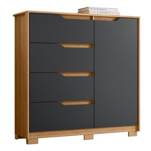 Cômoda Sole 1 Porta E 4 Gavetas Flex Nature-titanium - Móveis Albatroz Nature-titanium