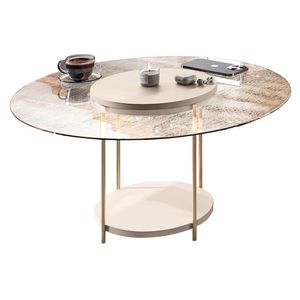 Mesa De Centro Sky Redonda Off White Com Tampo De Vidro - Hb Móveis Off White