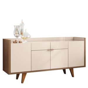 Buffet Aparador Melodia Com 2 Portas E 2 Gavetas Off White-castanho - Hb Móveis Off White-castanho