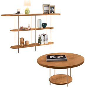Aparador Intinity E Mesa De Centro Sky Com Tampo Em Mdf Cinamomo - Hb Móveis Cinamomo