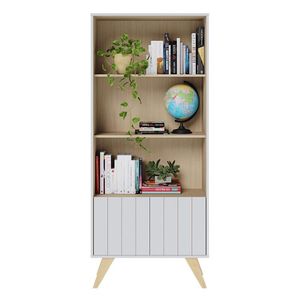 Estante Livreiro Link Com 2 Portas 3 Prateleiras Branco-tauari Nobre - Pr Móveis Branco-tauari Nobre
