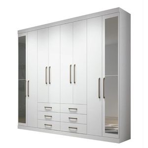 Guarda Roupa Casal Havana Master 8.6 8 Portas 6 Gavetas Branco Com Espelho - Santos Andirá Branco