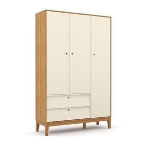 Guarda Roupa Infantil 3 Portas E 2 Gavetas Unique Freijó-off White-eco Wood - Matic Móveis Freijó-off White