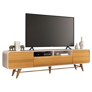Rack Bancada época 2.2 Off White-cinamomo Para Tv Até 85? - Hb Móveis Off White-cinamomo