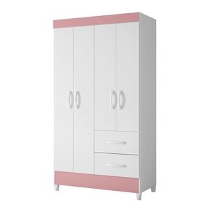 Guarda Roupa Mobi 4 Portas E 2 Gavetas Flex Branco-rosa - Móveis Albatroz Branco-rosa