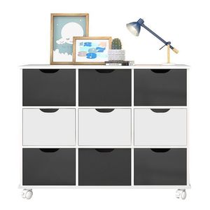 Nicho Organizador 1478 Com 9 Gavetas Branco-preto - Qmovi Branco-preto