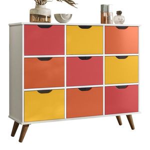 Nicho Organizador Retrô 1478 Com 9 Gavetas Branco-colorido - Qmovi Branco-colorido