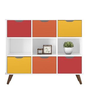 Nicho Organizador Retrô 1478 Com 6 Gavetas Branco-colorido - Qmovi Branco-colorido