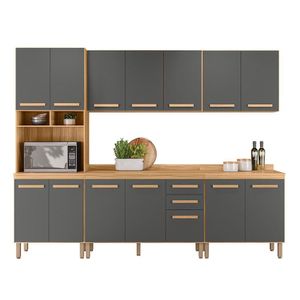 Cozinha Modulada Intenza Bergamo 5 Peças Freijó-chumbo - Nicioli Freijó-chumbo
