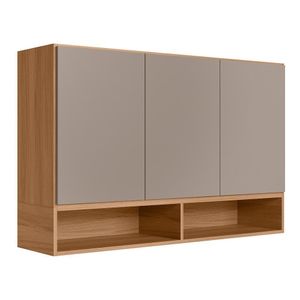 Armário Aéreo Acácia Touch 120cm 3 Portas Ipê-fendy Com Nichos - Nicioli Ipê-fendy