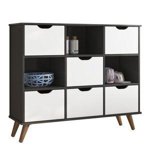 Nicho Organizador Retrô 1478 Com 6 Gavetas Preto-branco - Qmovi Preto-branco