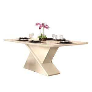 Mesa De Jantar Zoe Tampo Chanfrado 200x100 Creme - Pr Móveis Creme