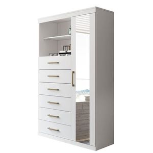 Multi-cômoda Marabá 1.6 1 Porta E 6 Gavetas Branco Com Espelho - Santos Andirá Branco