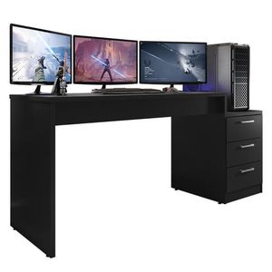 Mesa Para Computador Desk Gamer Drx-5000 Preto Black - Pr Móveis Preto Black