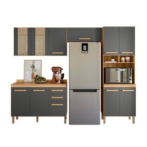 Cozinha Modulada Intenza Nubia 4 Peças Freijó-chumbo - Nicioli Freijó-chumbo