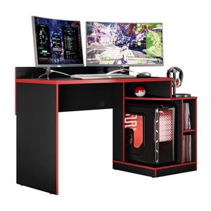 Mesa Para Computador Gamer Play Preto-vermelho - Pr Móveis Preto-vermelho