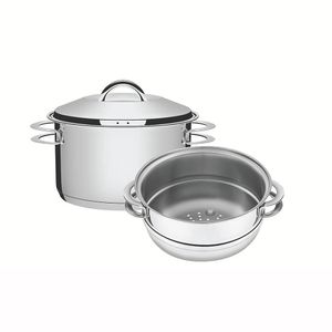 Jogo De Cozi-vapore Inox Cuscuzeira Solar Fundo Triplo 2 Peças 16cm - Tramontina 65500300