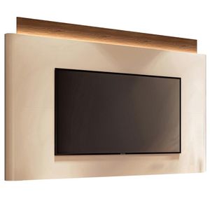 Painel Para Tv 85 Pol Orgânico Com Led 208cm Aslan B01 Off White Castanho - Lyam Decor
