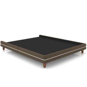 Cama Casal Base Box Pés Madeira 203cm Suném P05 Veludo Marrom - Lyam Decor