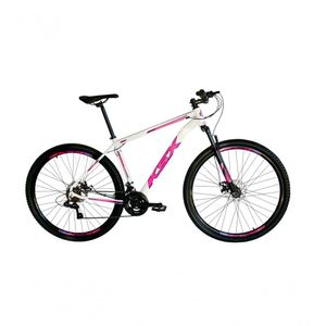 Bicicleta Aro 29 Ksx Sd7 21v Cabos Internos Alumínio Freios A Disco Garfo Suspensão Branco Rosa Violeta Tamanho 15
