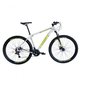 Bicicleta Aro 29 Ksx Sd7 21v Cabos Internos Alumínio Freios A Disco Garfo Suspensão Branco Amarelo Tamanho 19
