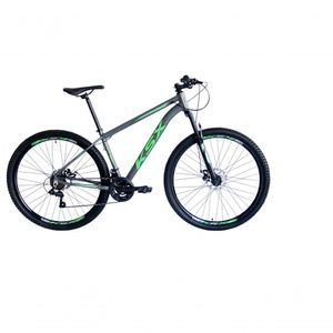 Bicicleta Aro 29 Ksx Sd7 21v Cabos Internos Alumínio Freios A Disco Garfo Suspensão Grafite Verde Tamanho 21